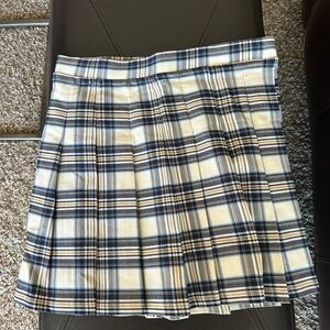 Chic Navy and Gold Plaid Mini Skirt